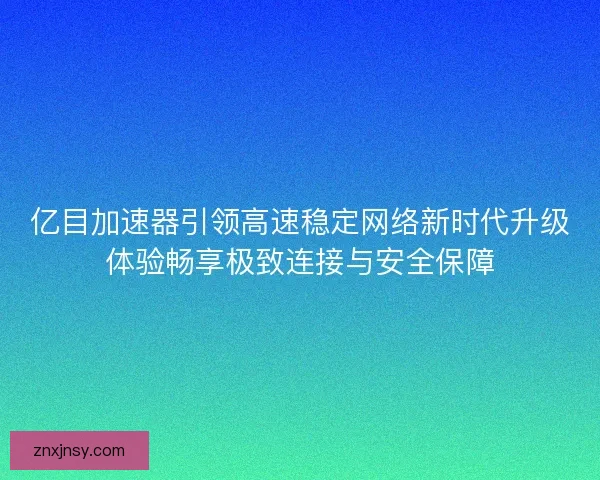 亿目加速器引领高速稳定网络新时代升级体验畅享极致连接与安全保障