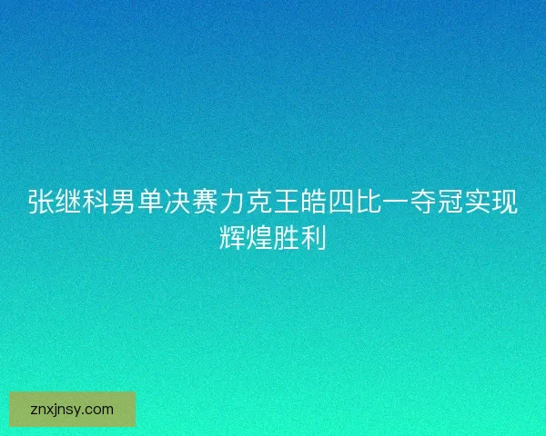 张继科男单决赛力克王皓四比一夺冠实现辉煌胜利