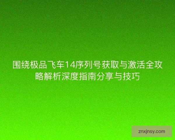 围绕极品飞车14序列号获取与激活全攻略解析深度指南分享与技巧